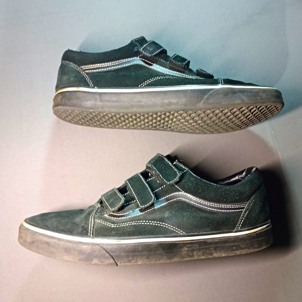 VANS Off The Wall Men's Black Suede Hook & Loop Strap Sneakers US 13